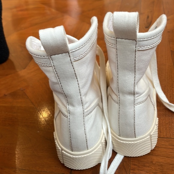 Zara Shoes Zara Off White Canvas High Top Sneakers Poshmark